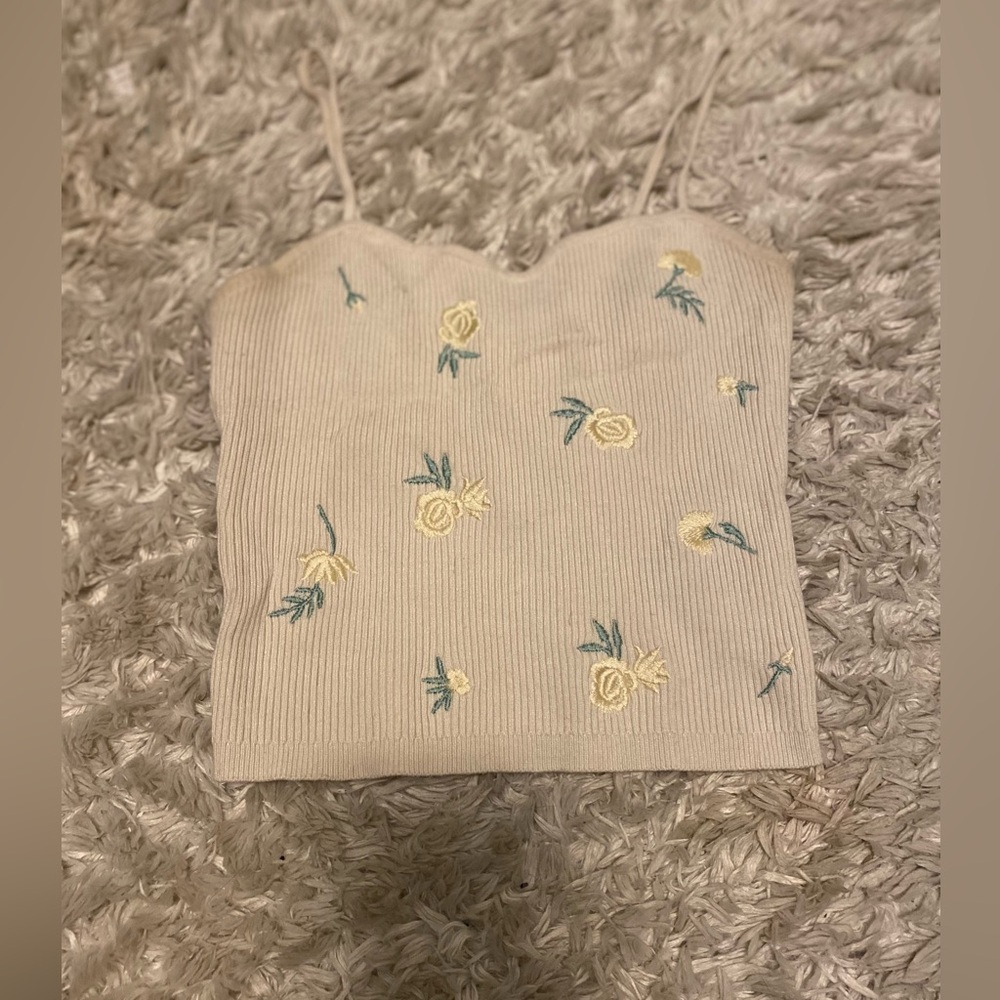 H&M Cream Floral Embroidered Camisole
